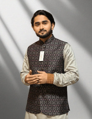 Black & Red Pattern Waistcoat কোড - 335 - Shahriar Premium