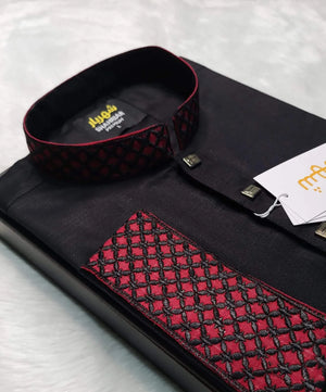 Premium Black & Red Contrast Embroidery কোড - 45 - Shahriar Premium