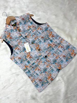 Premium White Carving Waistcoat কোড - 339 - Shahriar Premium