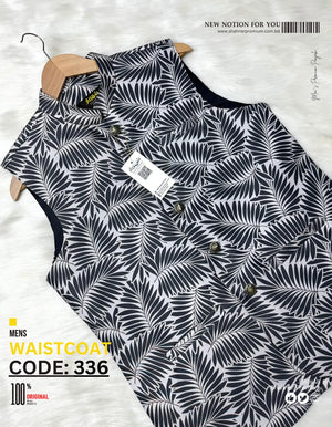 White Palm leaf Waistcoat কোড - 336 - Shahriar Premium