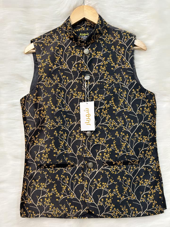 Black & Yellow Waistcoat কোড-348