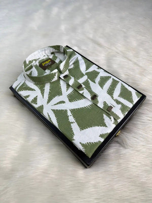 Palm leaf Parrot Green Panjabi কোড-404 - Shahriar Premium
