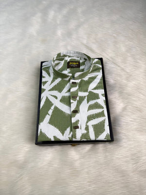 Palm leaf Parrot Green Panjabi কোড-404 - Shahriar Premium