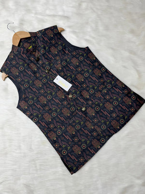 Premium Black Blossom Waistcoat কোড - 319 - Shahriar Premium