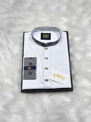 Kof Collection White Embroidery Kof কোড - 59 - Shahriar Premium