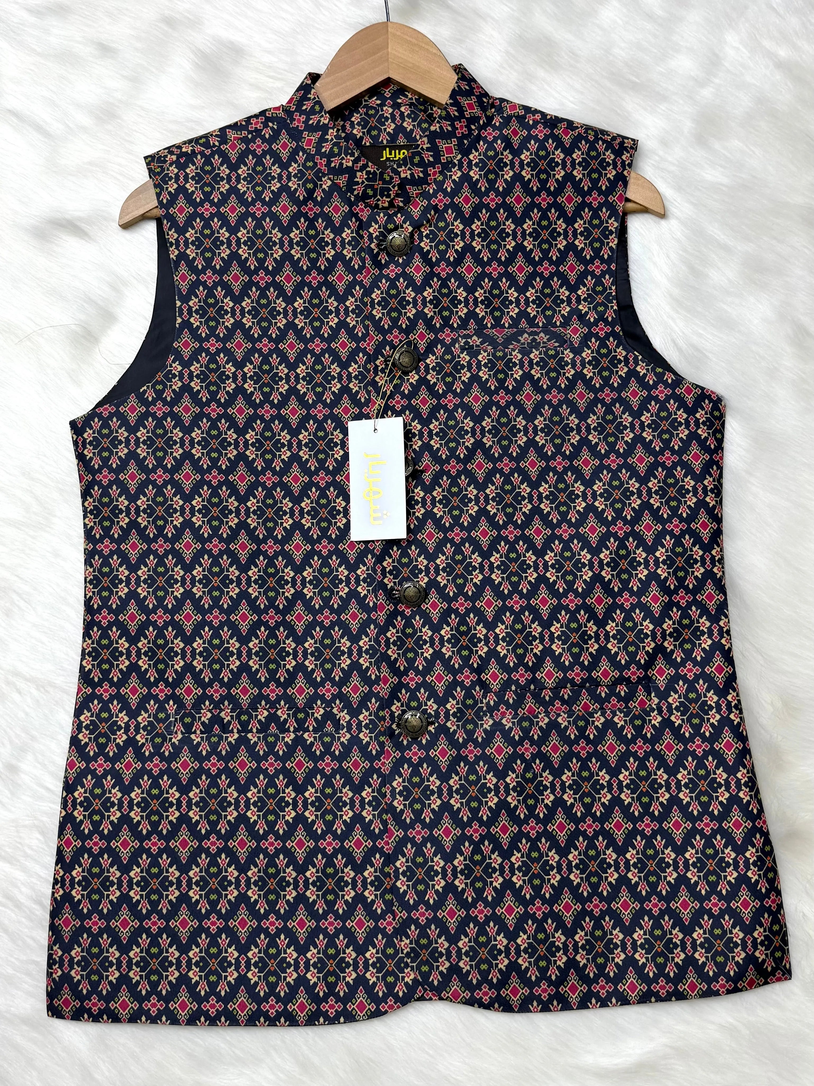 Black & Red Pattern Waistcoat কোড - 335 - Shahriar Premium