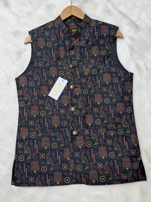 Premium Black Blossom Waistcoat কোড - 319 - Shahriar Premium