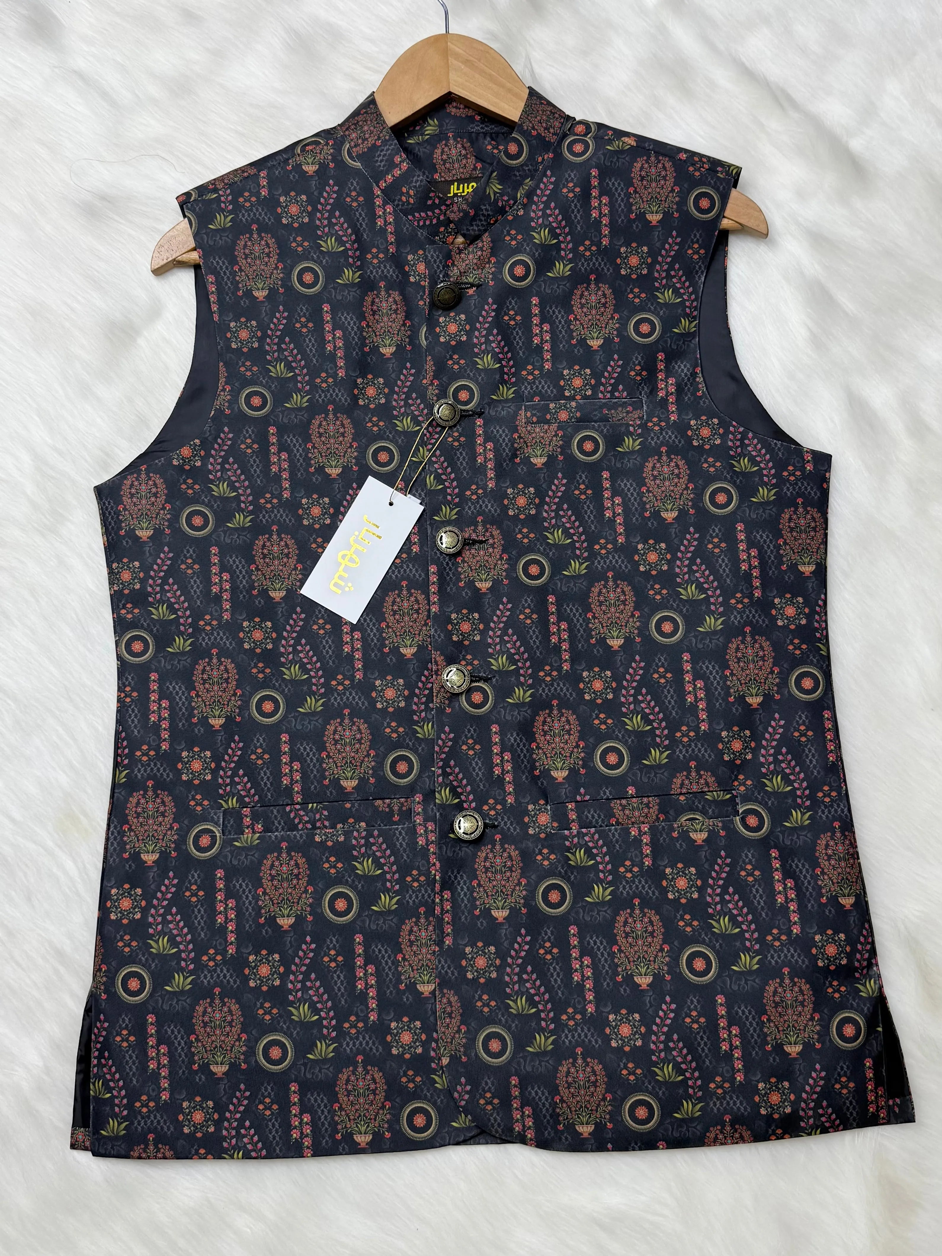 Premium Black Blossom Waistcoat কোড - 319 - Shahriar Premium
