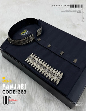 Saw Embroidery Black Panjabi কোড - 363 - Shahriar Premium