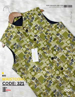 Premium Olive Flower Waistcoat কোড - 321 - Shahriar Premium