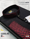 Premium Black & Red Contrast Embroidery কোড-45