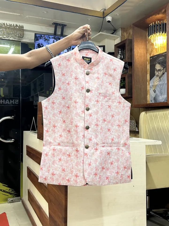 Premium PinkFlower Waistcoat কোড - 17 - Shahriar Premium