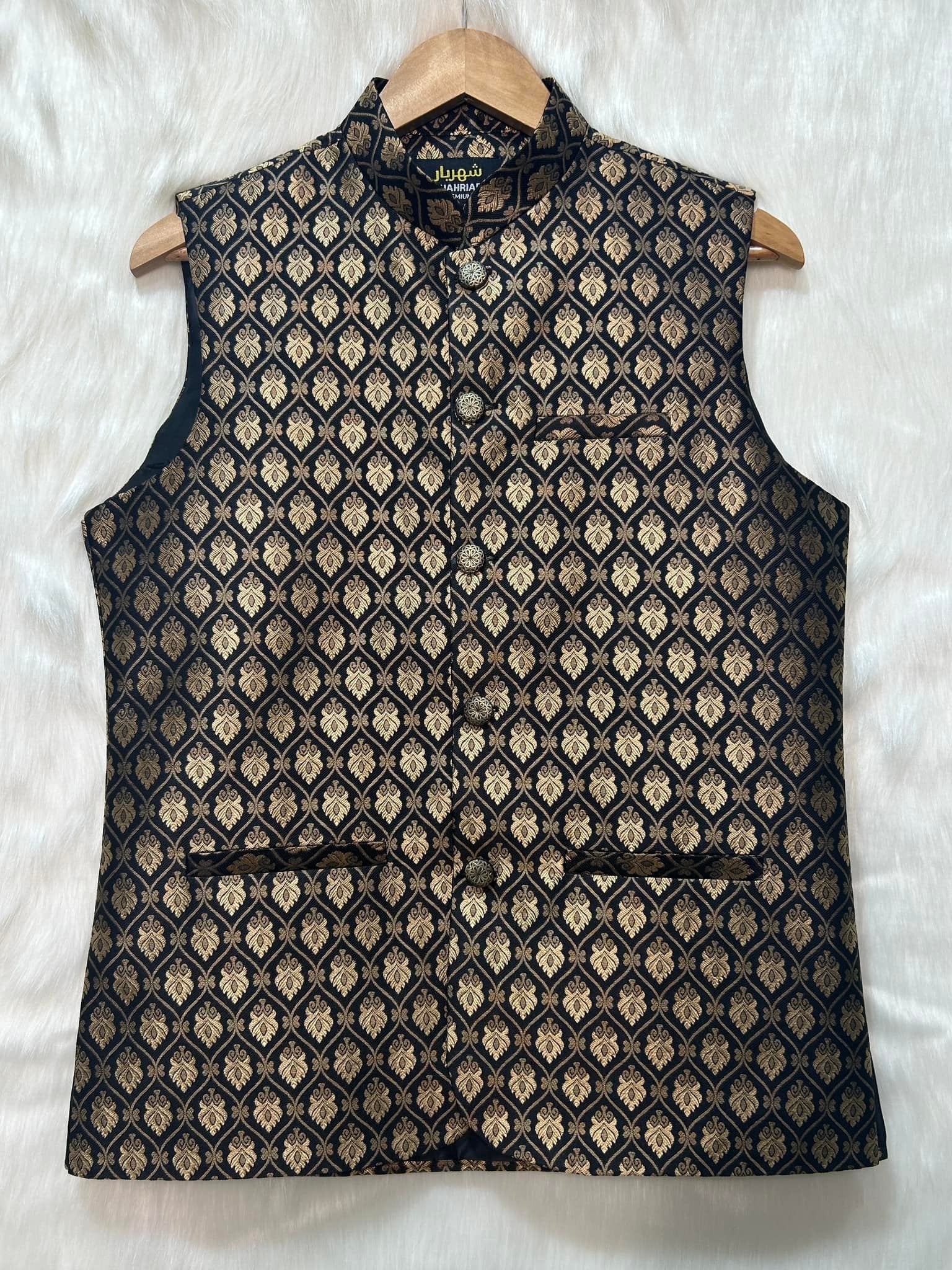 Katan Black Waistcoat কোড-349