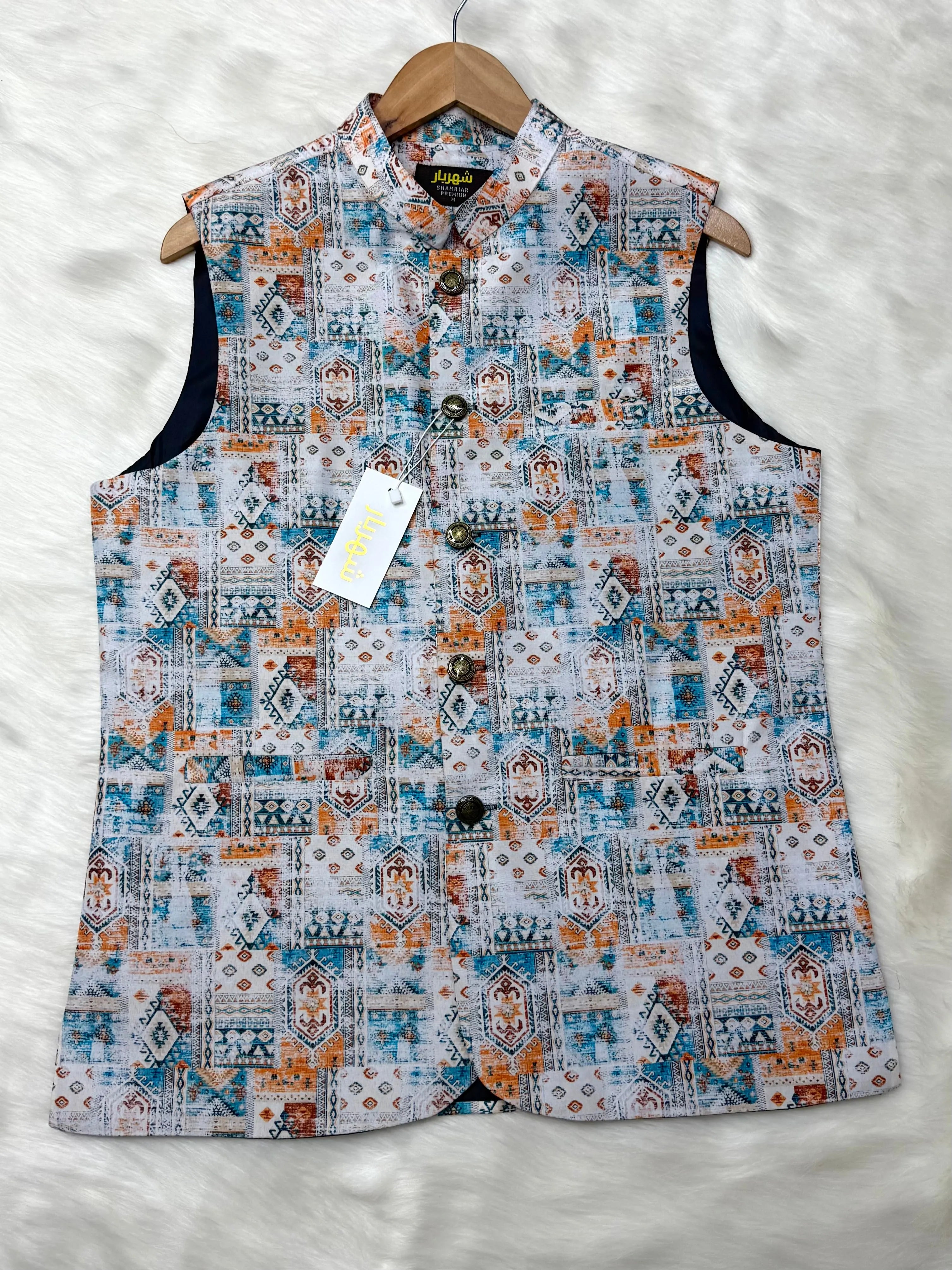 Premium White Carving Waistcoat কোড - 339 - Shahriar Premium