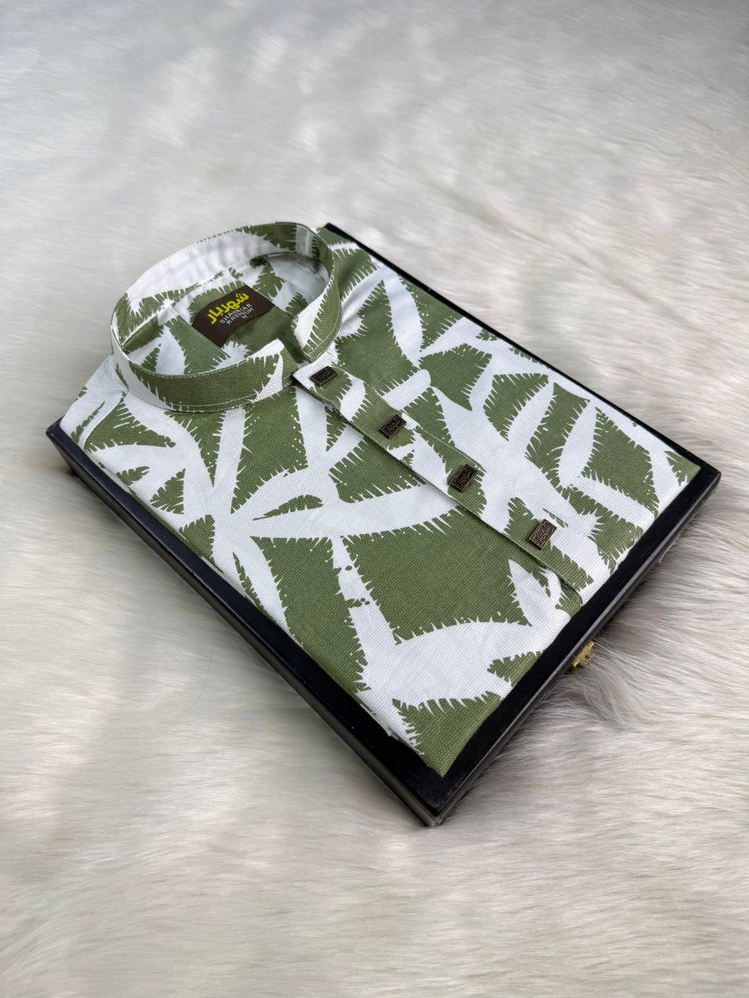 Palm leaf Parrot Green Panjabi কোড-404 - Shahriar Premium