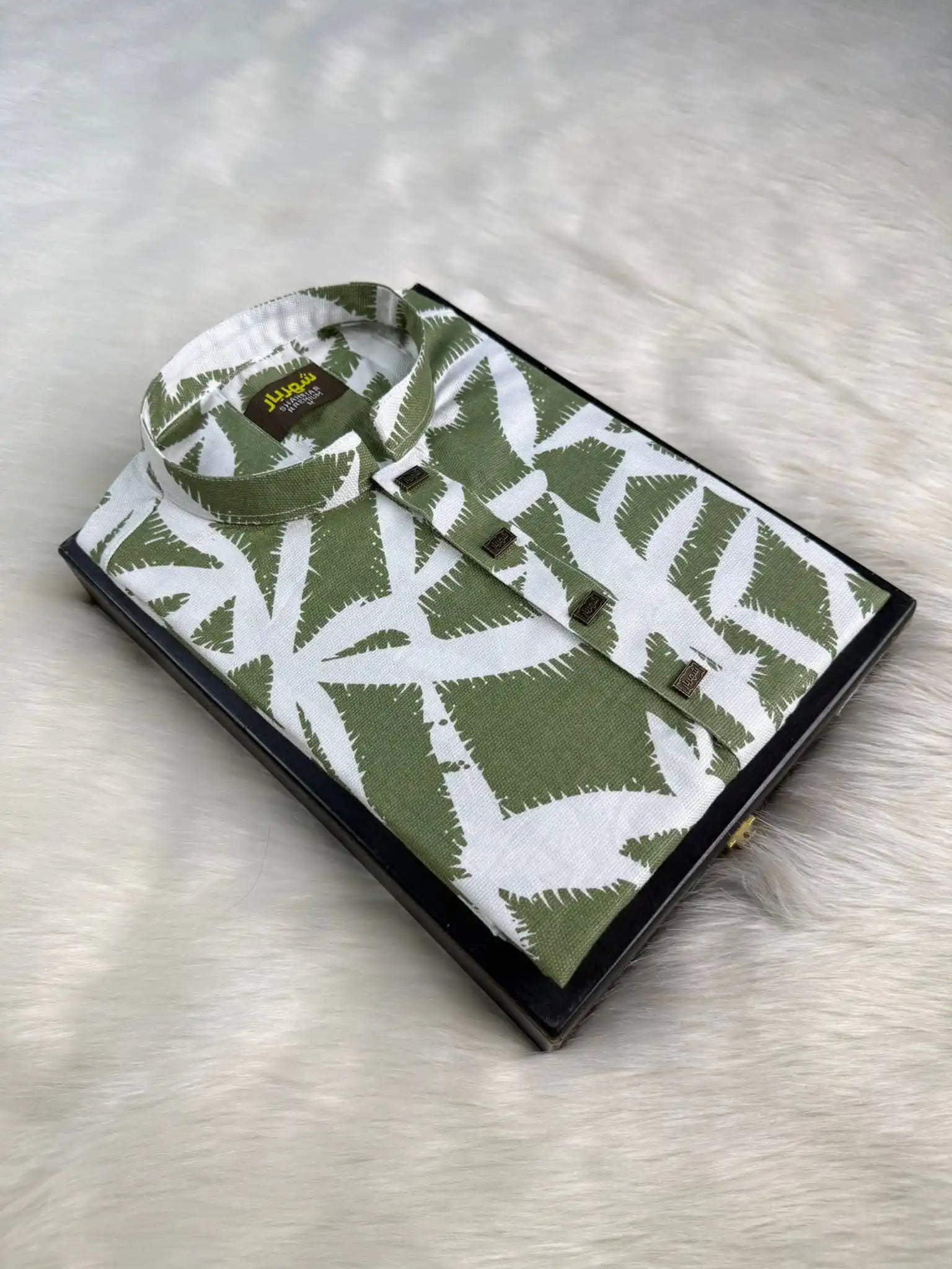 Palm leaf Parrot Green Panjabi কোড-404 - Shahriar Premium