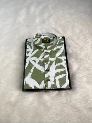 Palm leaf Parrot Green Panjabi কোড-404 - Shahriar Premium