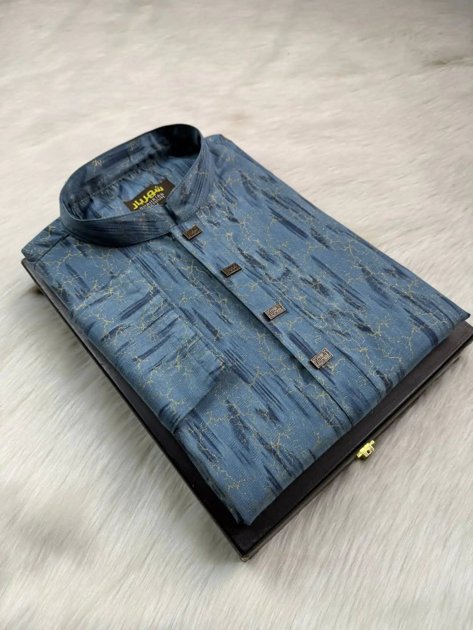 Golden Stroke Royal Blue Panjabi কোড - 423 - Shahriar Premium