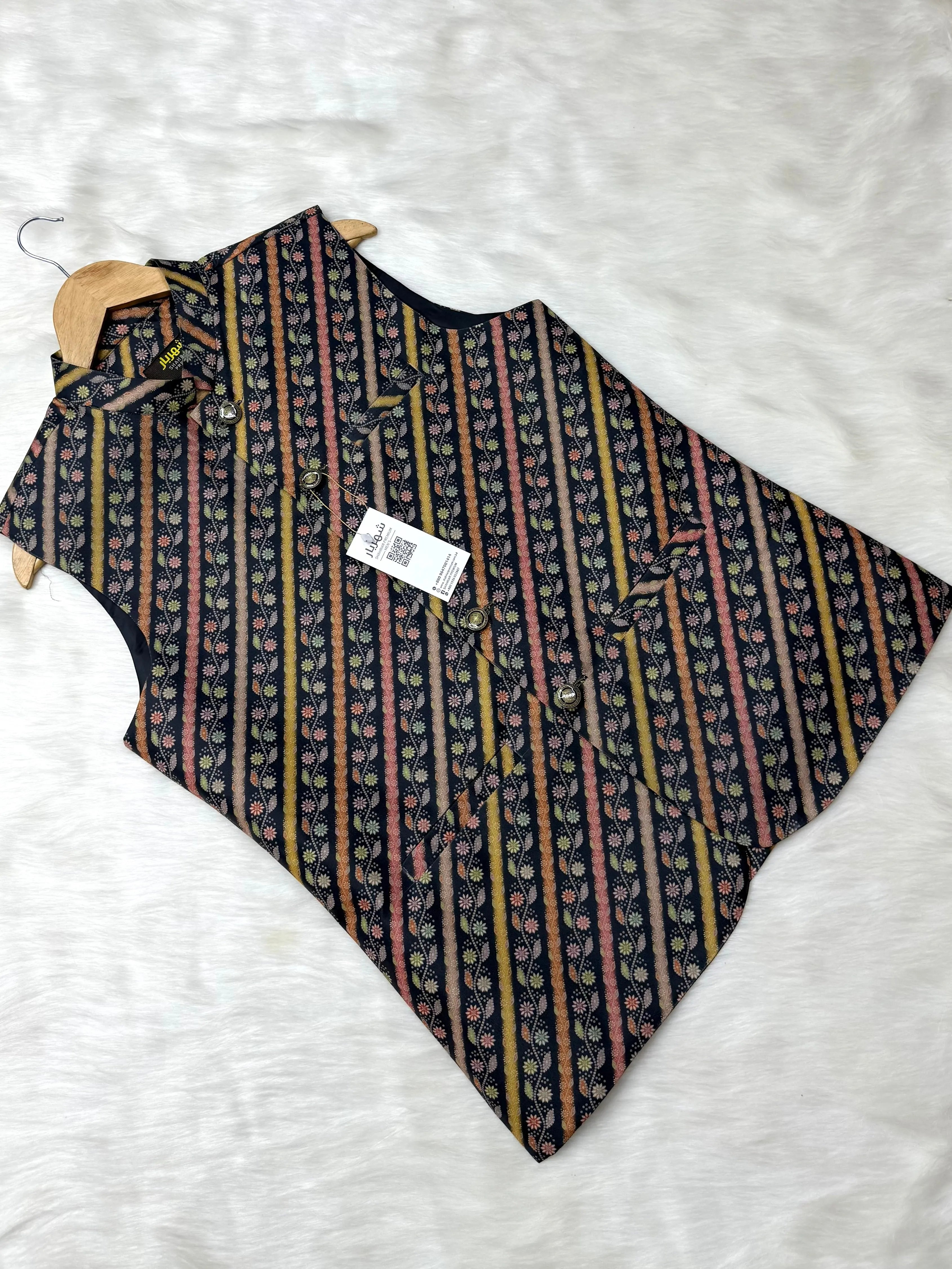 Rainbow Flower Black Waistcoat কোড - 322 - Shahriar Premium