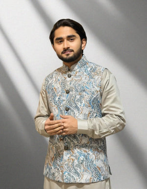 Premium White Seaweed Waistcoat কোড - 344 - Shahriar Premium