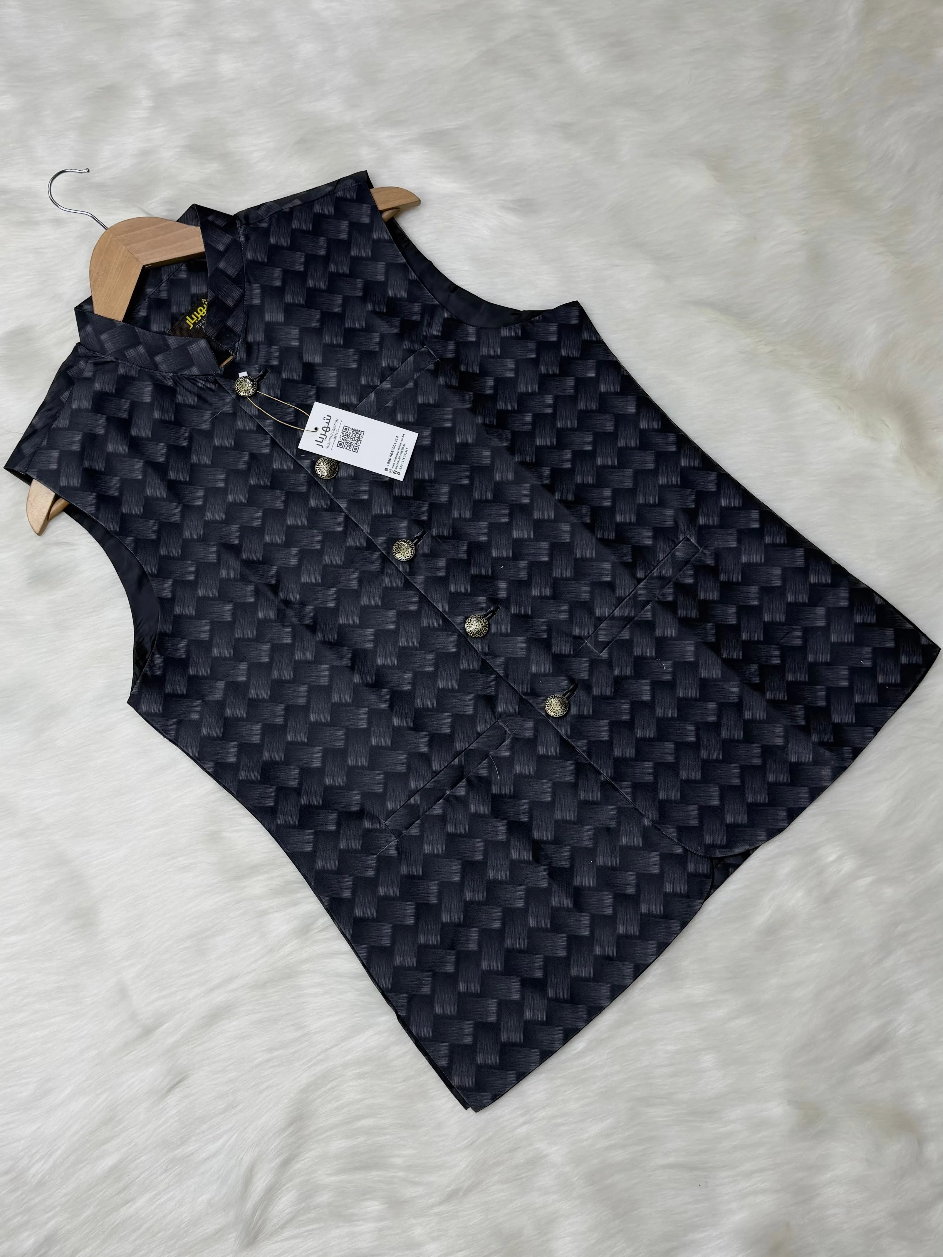 Premium Black Mat Waistcoat কোড - 337 - Shahriar Premium