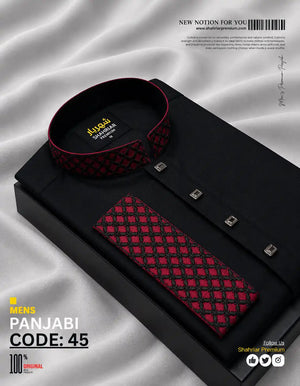 Premium Black & Red Contrast Embroidery কোড-45 - Shahriar Premium