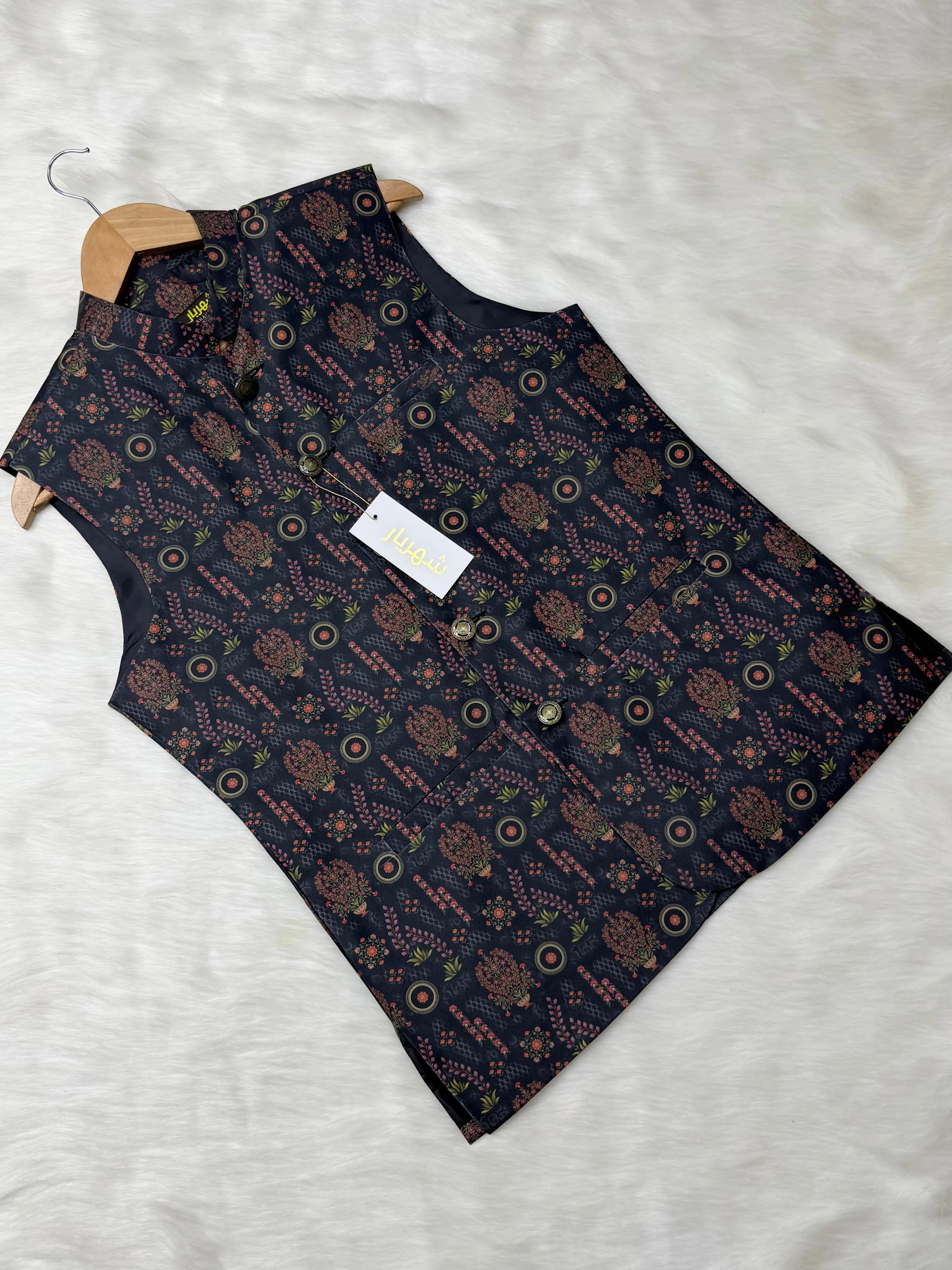 Premium Black Blossom Waistcoat কোড - 319 - Shahriar Premium
