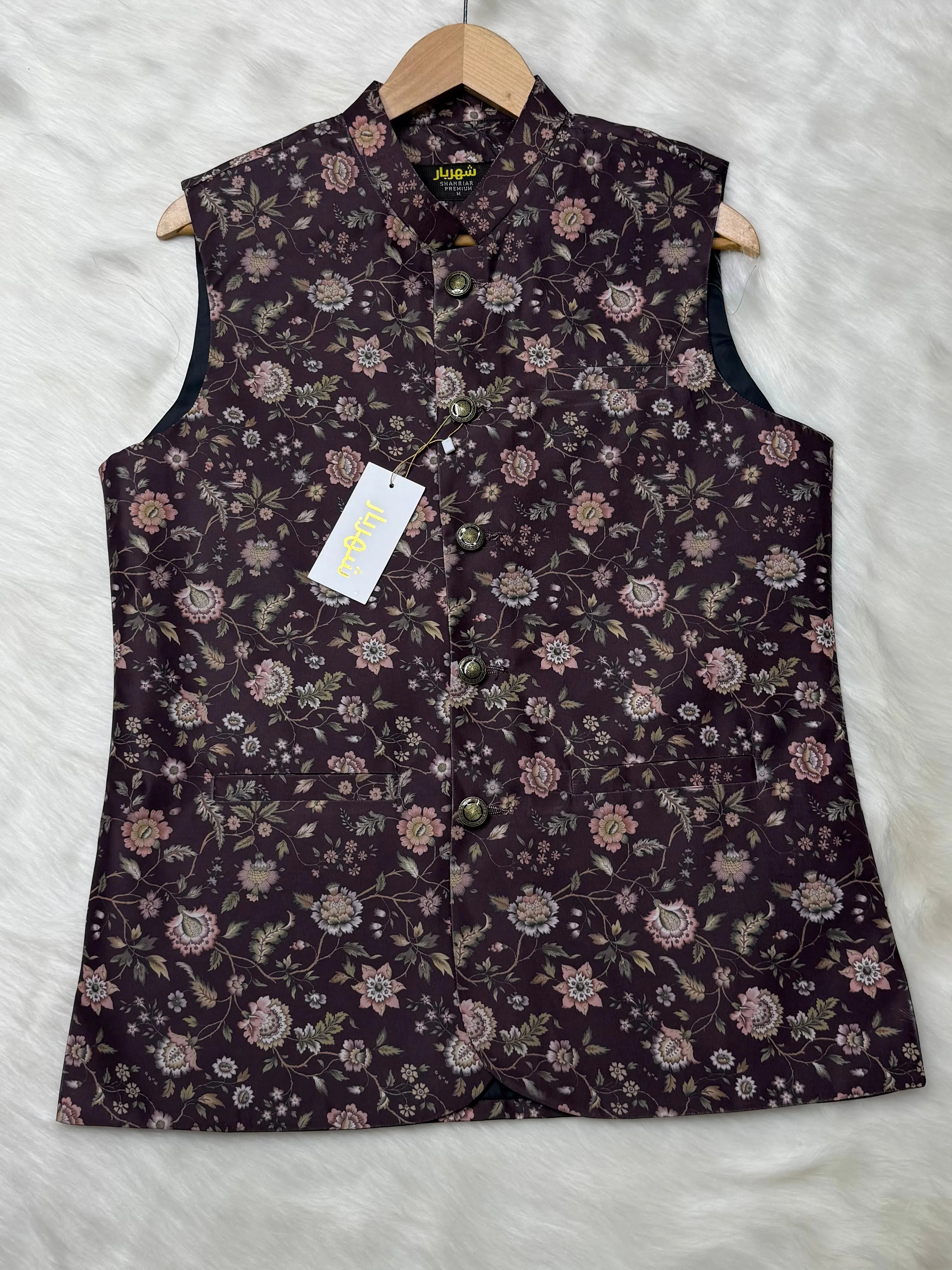 Flower Coffee Waistcoat কোড - 332 - Shahriar Premium