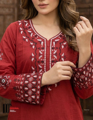Heritage Coord Set Royal Maroon Embroidered - Shahriar Premium