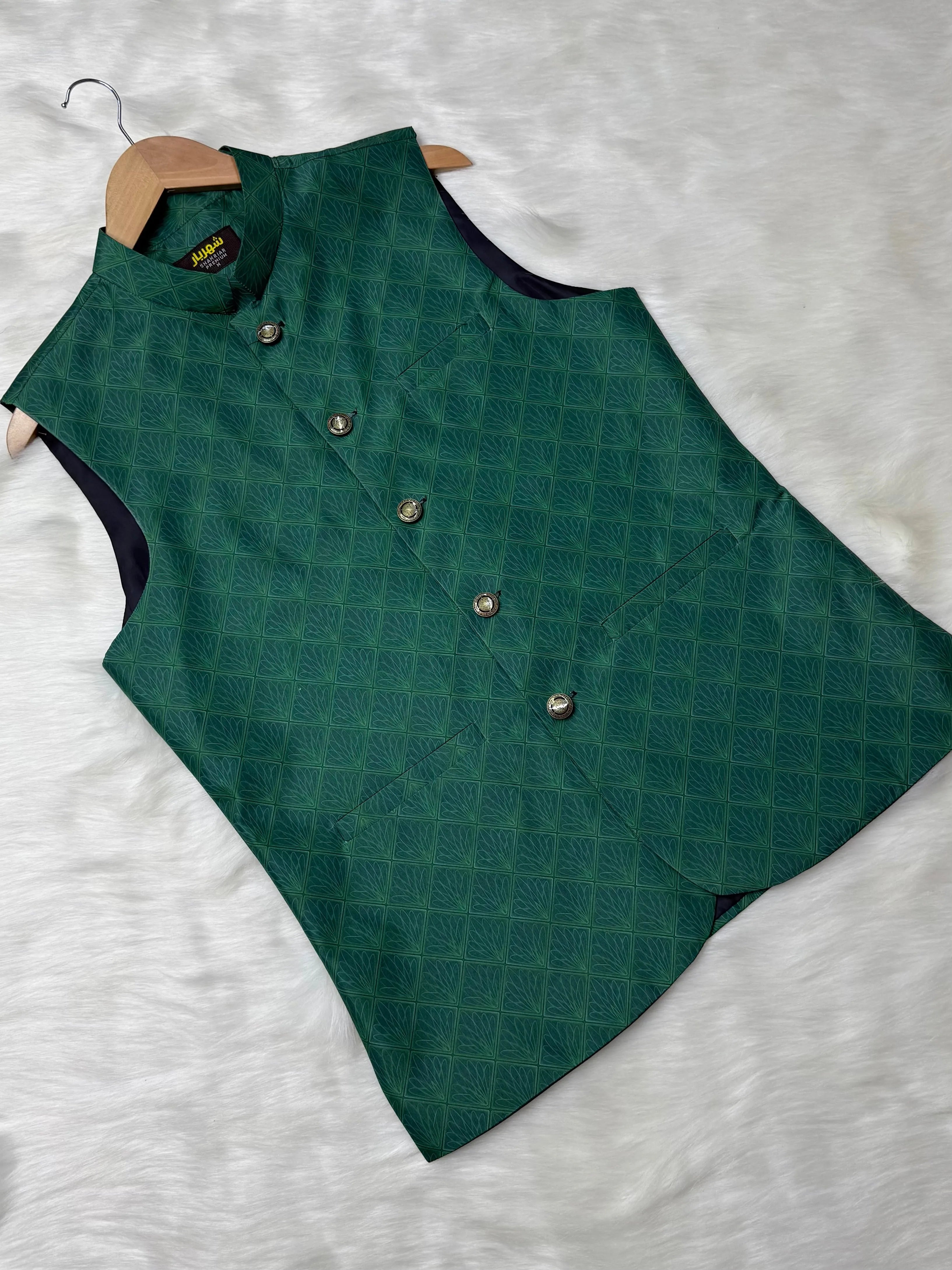 Premium Green Leaf Waistcoat কোড - 342 - Shahriar Premium