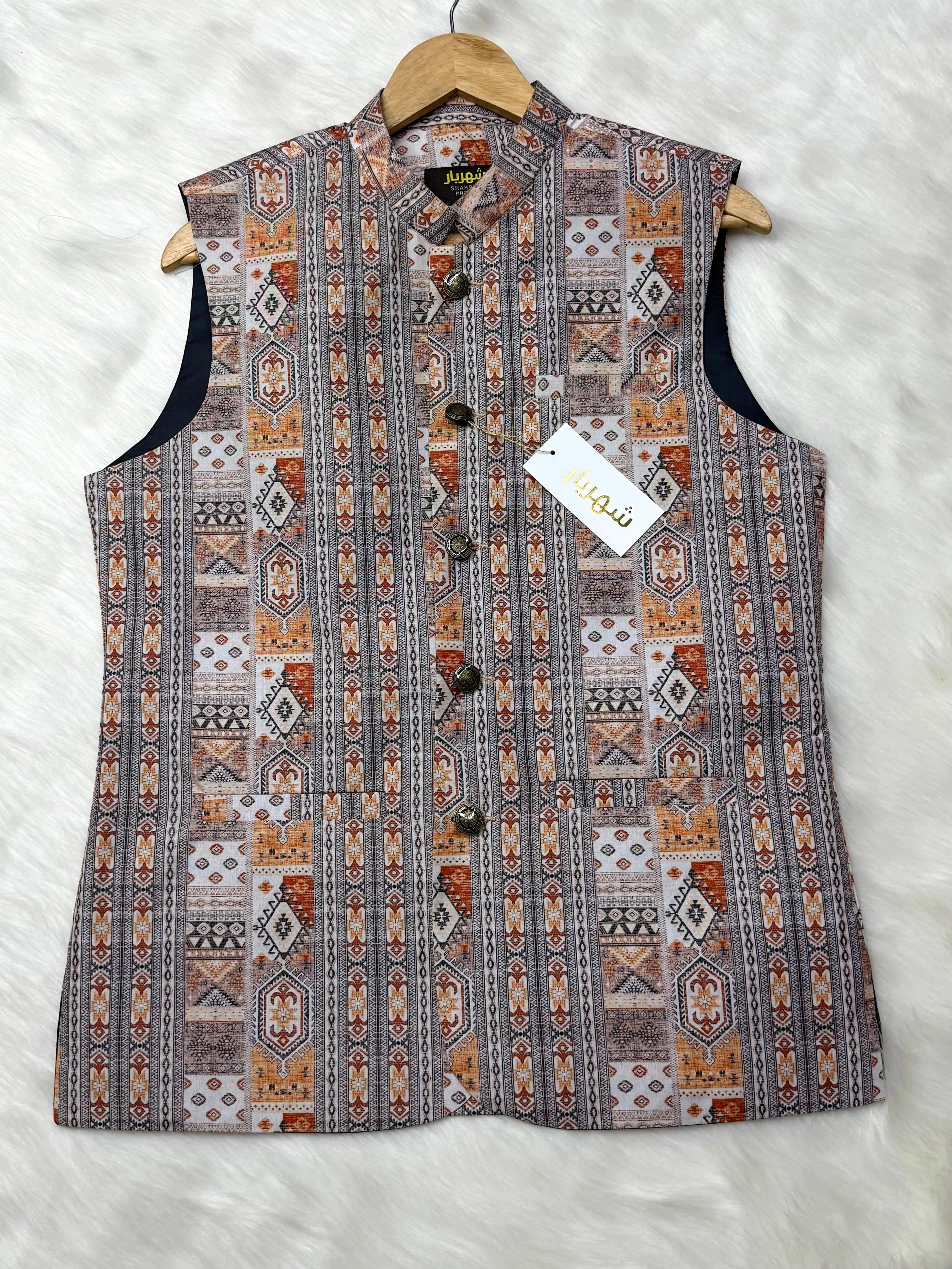 Ashe & Wood Carving Waistcoat কোড - 340 - Shahriar Premium