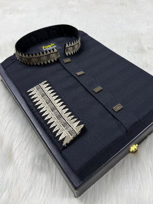 Saw Embroidery Black Panjabi কোড - 363 - Shahriar Premium