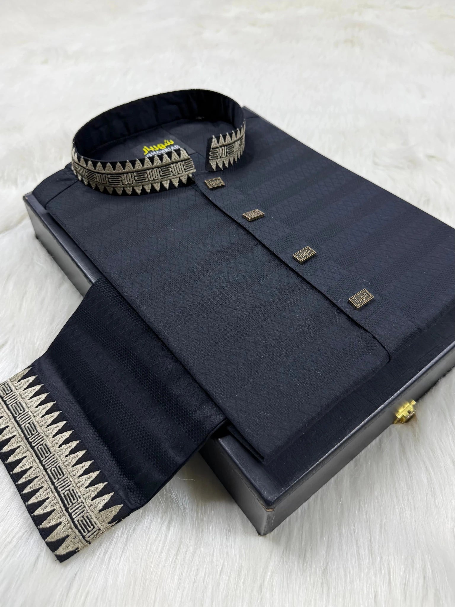 Saw Embroidery Black Panjabi কোড - 363 - Shahriar Premium