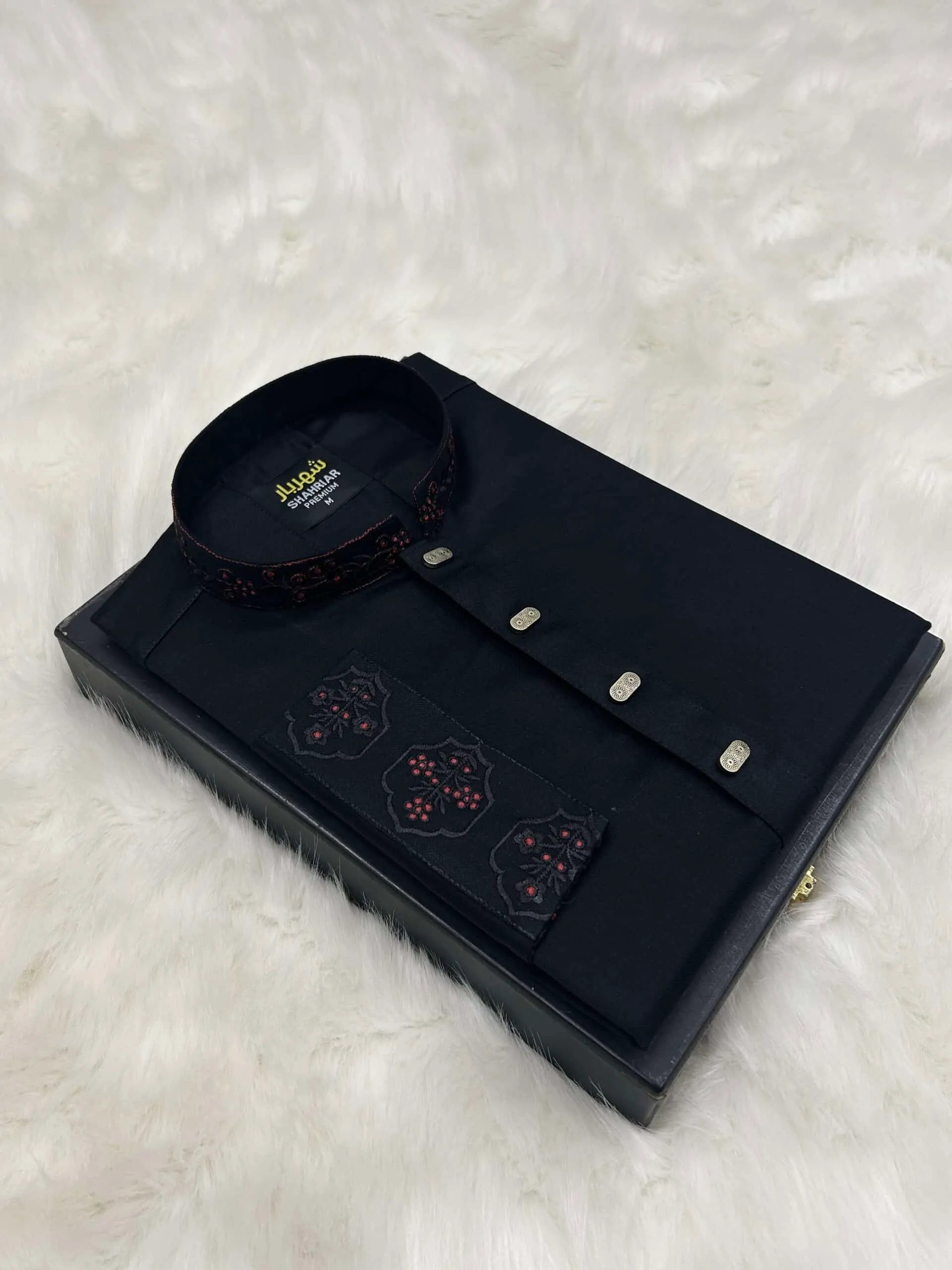 3Leaf Embroidery Black কোড - 135 - Shahriar Premium