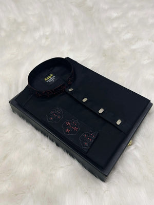 3Leaf Embroidery Black কোড - 135 - Shahriar Premium