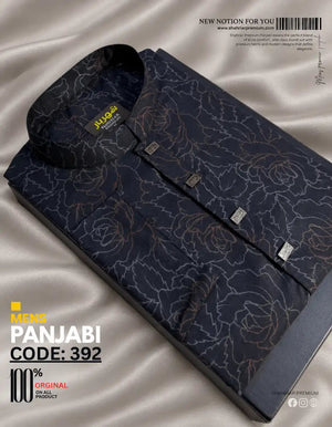 Dark Flower Orange Panjabi কোড-392 - Shahriar Premium